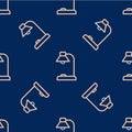 Line Table lamp icon isolated seamless pattern on blue background. Vector