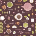 Line tea seamless pattern