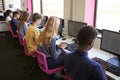 Line Of Teenage High School Students Studying In Computer Class