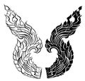 Line Thai fire design for tattoo.Japanese fire for tattoo background.