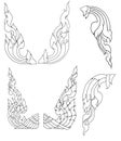 Line Thai fire design for tattoo.Japanese fire for tattoo background.