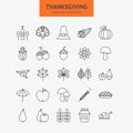 Line Thanksgiving Day Holiday Icons Big Set Royalty Free Stock Photo