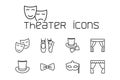 Line theater icons set on white background