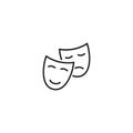 Line theatre masks icon on white background