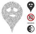 Line Thinking Smiley Map Marker Icon Vector Mosaic Royalty Free Stock Photo