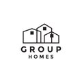 Line three home group logo symbol icon vector graphic design illustration idea creative