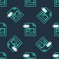 Line TIFF file document. Download tiff button icon isolated seamless pattern on black background. TIFF file symbol
