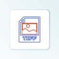 Line TIFF file document. Download tiff button icon isolated on white background. TIFF file symbol. Colorful outline