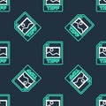 Line TIFF file document. Download tiff button icon isolated seamless pattern on black background. TIFF file symbol