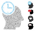Line Time Thinking Head Icon Vector Mosaic Royalty Free Stock Photo