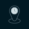 Line Time zone clocks icon isolated on black background. Flat filled outline style with shadow. Vector Royalty Free Stock Photo