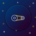 Line Timing belt kit icon isolated on blue background. Colorful outline concept. Vector