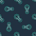 Line Timing belt kit icon isolated seamless pattern on black background. Vector