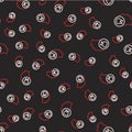 Line Toothache icon isolated seamless pattern on black background. Vector