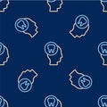 Line Toothache icon isolated seamless pattern on blue background. Vector