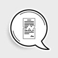 Line Torn contract icon isolated on grey background. File icon. Checklist icon. Business concept. Colorful outline