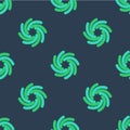 Line Tornado icon isolated seamless pattern on blue background. Cyclone, whirlwind, storm funnel, hurricane wind or Royalty Free Stock Photo