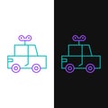 Line Toy car icon isolated on white and black background. Colorful outline concept. Vector Royalty Free Stock Photo