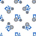 Line Tractor icon isolated seamless pattern on white background. Colorful outline concept. Vector