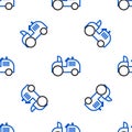 Line Tractor icon isolated seamless pattern on white background. Colorful outline concept. Vector