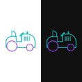 Line Tractor icon isolated on white and black background. Colorful outline concept. Vector