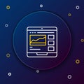 Line Trading courses icon isolated on blue background. Distance learning finance management, buying and selling assets