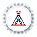 Line Traditional indian teepee or wigwam icon isolated on white background. Indian tent. Colorful outline concept Royalty Free Stock Photo