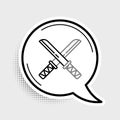 Line Traditional Japanese katana icon isolated on grey background. Japanese sword. Colorful outline concept. Vector Royalty Free Stock Photo
