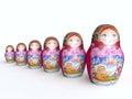 Line of Traditional Wooden Painted Dolls Matreshka Royalty Free Stock Photo