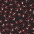 Line Translator book icon isolated seamless pattern on black background. Foreign language conversation icons in chat Royalty Free Stock Photo