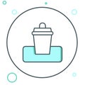Line Trash can icon isolated on white background. Garbage bin sign. Recycle basket icon. Office trash icon. Colorful