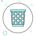 Line Trash can icon isolated on white background. Garbage bin sign. Recycle basket icon. Office trash icon. Colorful