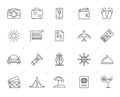 Line Travel, Tourism and trip icons