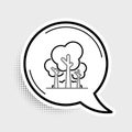 Line Trees icon isolated on grey background. Forest symbol. Colorful outline concept. Vector