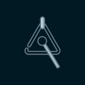Line Triangle musical instrument icon isolated on black background. Flat filled outline style with shadow. Vector Royalty Free Stock Photo
