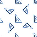 Line Triangular ruler icon isolated seamless pattern on white background. Straightedge symbol. Geometric symbol