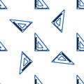 Line Triangular ruler icon isolated seamless pattern on white background. Straightedge symbol. Geometric symbol
