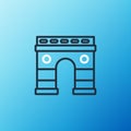 Line Triumphal Arch icon isolated on blue background. Landmark of Paris, France. Colorful outline concept. Vector Royalty Free Stock Photo