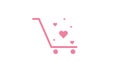 line trolley shopping with love logo symbol icon vector graphic design illustration