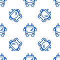 Line Trolleybus icon isolated seamless pattern on white background. Public transportation symbol. Colorful outline