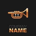 Line Trumpet icon isolated on black background. Musical instrument. Colorful outline concept. Vector Royalty Free Stock Photo