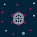 Line Turtle icon isolated on blue background. Colorful outline concept. Vector