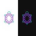 Line Turtle icon isolated on white and black background. Colorful outline concept. Vector Royalty Free Stock Photo