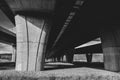 Line under Radotin Bridge, black and white