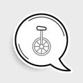 Line Unicycle or one wheel bicycle icon isolated on grey background. Monowheel bicycle. Colorful outline concept. Vector