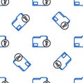 Line Unknown document folder icon isolated seamless pattern on white background. File with Question mark. Hold report