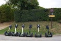 Line up of segway scooters