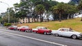 Line up of vintage wedding limousine