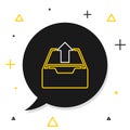 Line Upload inbox icon isolated on white background. Extract files from archive. Colorful outline concept. Vector Royalty Free Stock Photo
