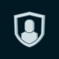 Line User protection icon isolated on black background. Secure user login, password protected, personal data protection